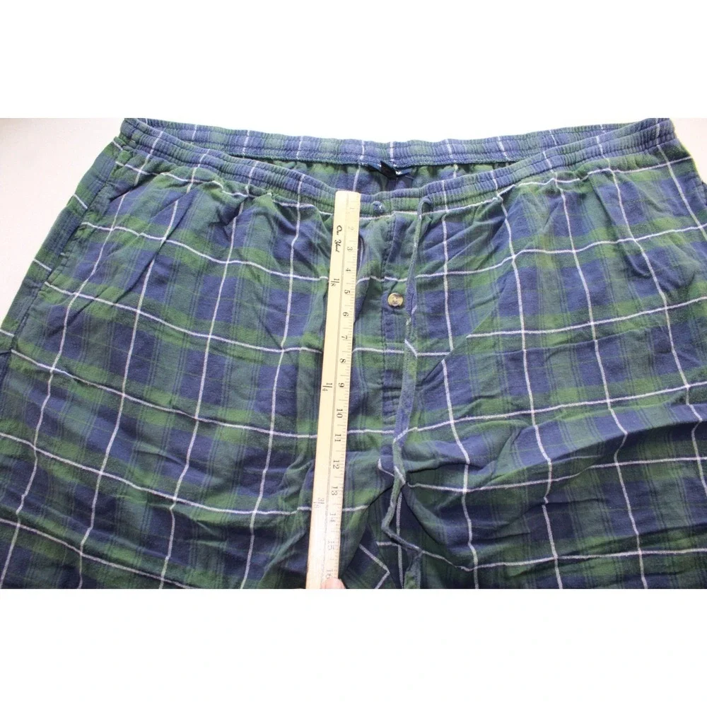 KingSize Men's Pajama Pants Big & Tall 6XL Blue Green Plaid Elastic Waistband